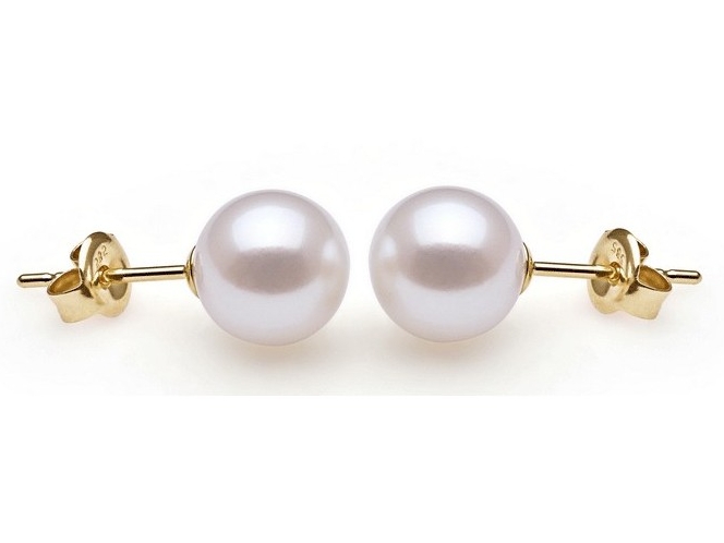White Akoya Stud Pearl Earrings 6.5-7.0 mm AA+